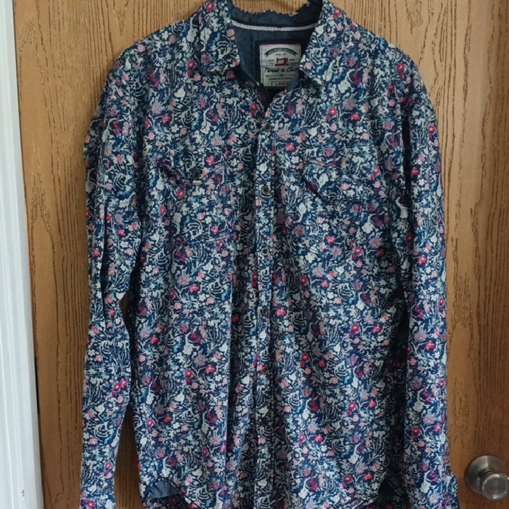 Thread And Cloth Blue and Pink Floral Men's Shirt